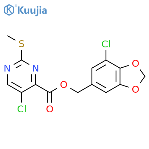 (7-Chloro-1,3-dioxaindan-5-yl)methyl 5-chloro-2-(methylsulfanyl)pyrimidine-4-carboxylate structure