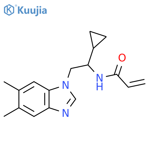 N-[1-Cyclopropyl-2-(5,6-dimethyl-1H-benzimidazol-1-yl)ethyl]-2-propenamide structure