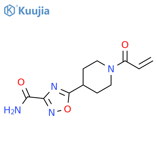 5-1-(prop-2-enoyl)piperidin-4-yl-1,2,4-oxadiazole-3-carboxamide structure