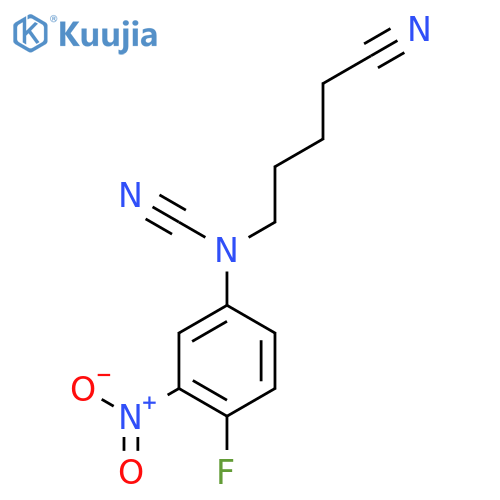 5-[Cyano(4-fluoro-3-nitrophenyl)amino]pentanenitrile structure