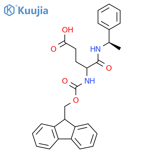 4-({(9H-fluoren-9-yl)methoxycarbonyl}amino)-4-{(1R)-1-phenylethylcarbamoyl}butanoic acid structure