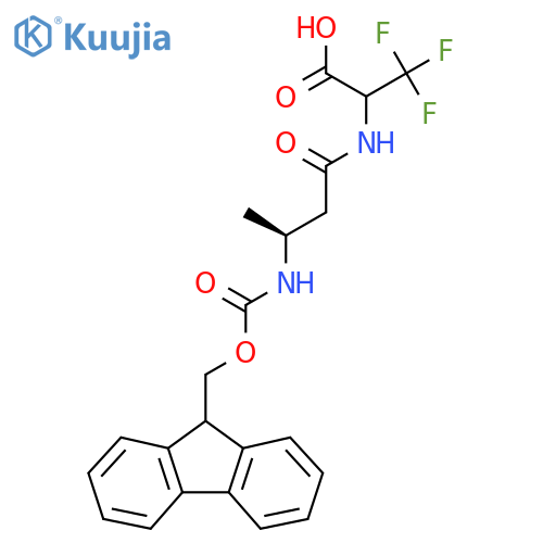 2-(3S)-3-({(9H-fluoren-9-yl)methoxycarbonyl}amino)butanamido-3,3,3-trifluoropropanoic acid structure