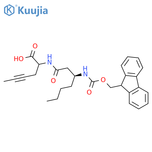 2-(3S)-3-({(9H-fluoren-9-yl)methoxycarbonyl}amino)heptanamidohex-4-ynoic acid structure