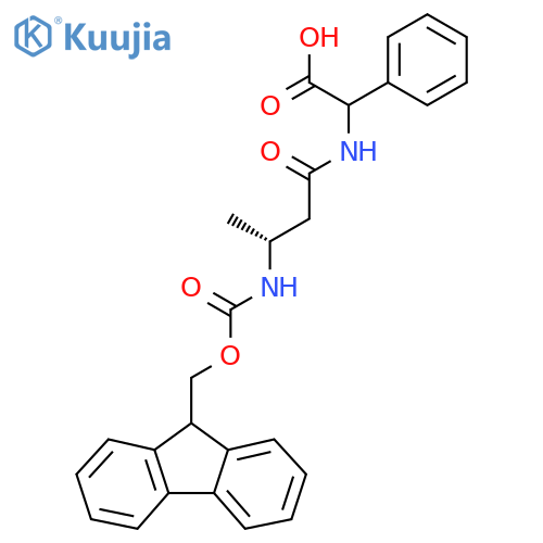 2-(3R)-3-({(9H-fluoren-9-yl)methoxycarbonyl}amino)butanamido-2-phenylacetic acid structure