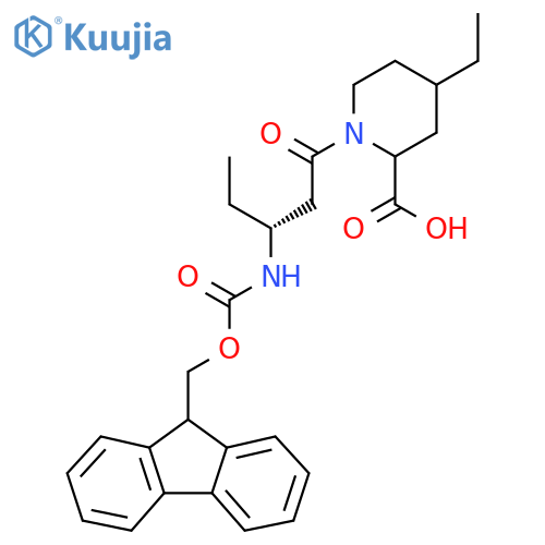 4-ethyl-1-(3R)-3-({(9H-fluoren-9-yl)methoxycarbonyl}amino)pentanoylpiperidine-2-carboxylic acid structure