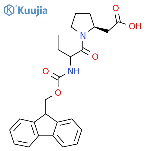 2-(2S)-1-2-({(9H-fluoren-9-yl)methoxycarbonyl}amino)butanoylpyrrolidin-2-ylacetic acid structure