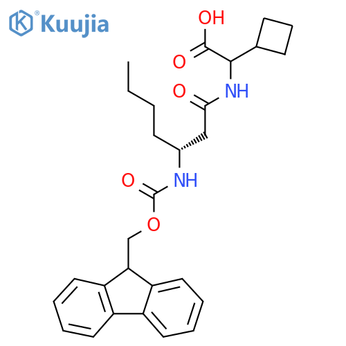 2-cyclobutyl-2-(3R)-3-({(9H-fluoren-9-yl)methoxycarbonyl}amino)heptanamidoacetic acid structure