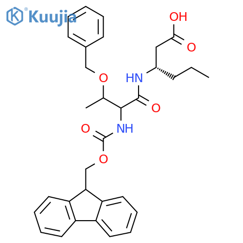 (3S)-3-3-(benzyloxy)-2-({(9H-fluoren-9-yl)methoxycarbonyl}amino)butanamidohexanoic acid structure