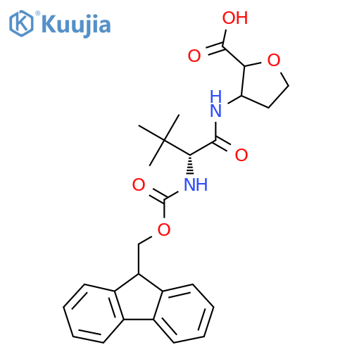 3-(2R)-2-({(9H-fluoren-9-yl)methoxycarbonyl}amino)-3,3-dimethylbutanamidooxolane-2-carboxylic acid structure