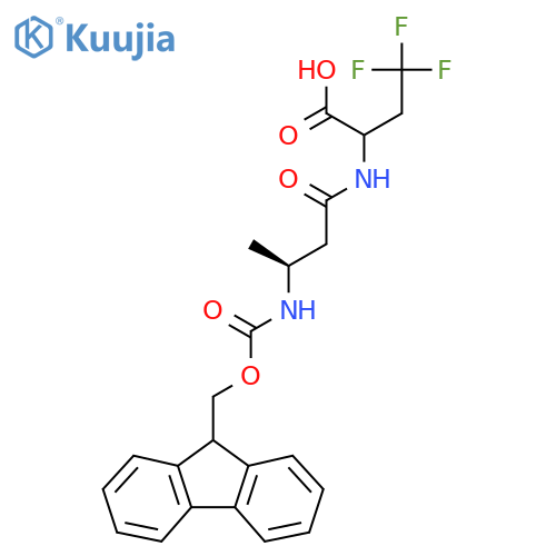 2-(3S)-3-({(9H-fluoren-9-yl)methoxycarbonyl}amino)butanamido-4,4,4-trifluorobutanoic acid structure