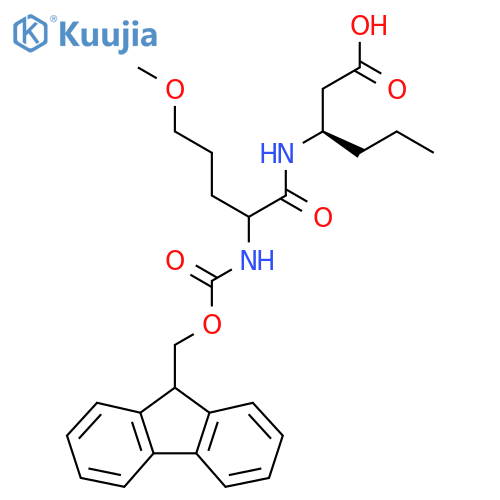 (3R)-3-2-({(9H-fluoren-9-yl)methoxycarbonyl}amino)-5-methoxypentanamidohexanoic acid structure