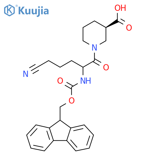 (3R)-1-5-cyano-2-({(9H-fluoren-9-yl)methoxycarbonyl}amino)pentanoylpiperidine-3-carboxylic acid structure