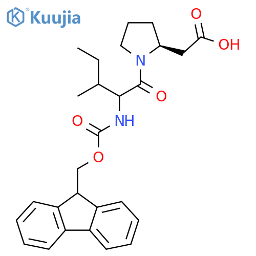2-(2S)-1-2-({(9H-fluoren-9-yl)methoxycarbonyl}amino)-3-methylpentanoylpyrrolidin-2-ylacetic acid structure