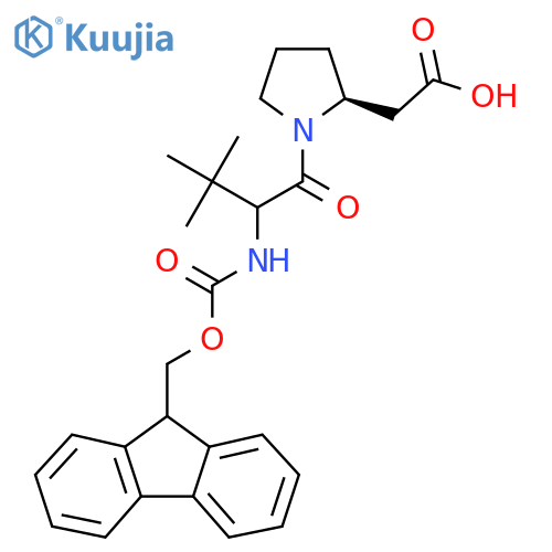 2-(2S)-1-2-({(9H-fluoren-9-yl)methoxycarbonyl}amino)-3,3-dimethylbutanoylpyrrolidin-2-ylacetic acid structure