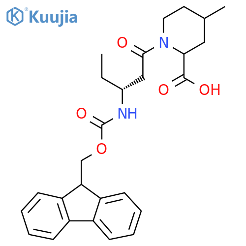 1-(3R)-3-({(9H-fluoren-9-yl)methoxycarbonyl}amino)pentanoyl-4-methylpiperidine-2-carboxylic acid structure