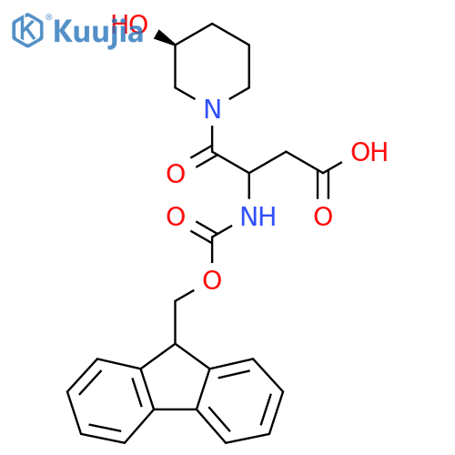 3-({(9H-fluoren-9-yl)methoxycarbonyl}amino)-4-(3S)-3-hydroxypiperidin-1-yl-4-oxobutanoic acid structure