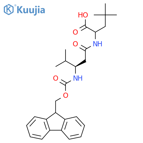 2-(3R)-3-({(9H-fluoren-9-yl)methoxycarbonyl}amino)-4-methylpentanamido-4,4-dimethylpentanoic acid structure