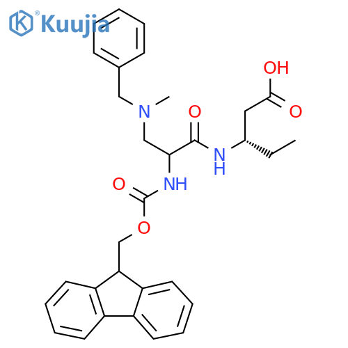 (3S)-3-{3-benzyl(methyl)amino-2-({(9H-fluoren-9-yl)methoxycarbonyl}amino)propanamido}pentanoic acid structure
