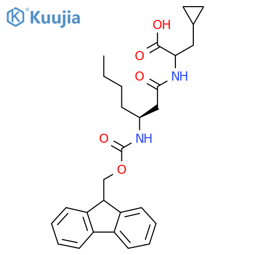 3-cyclopropyl-2-(3S)-3-({(9H-fluoren-9-yl)methoxycarbonyl}amino)heptanamidopropanoic acid structure