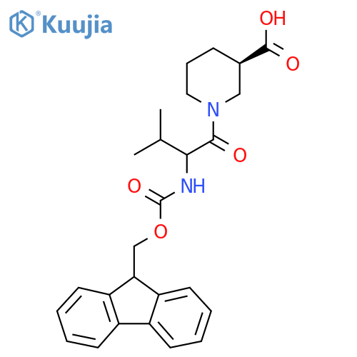 (3R)-1-2-({(9H-fluoren-9-yl)methoxycarbonyl}amino)-3-methylbutanoylpiperidine-3-carboxylic acid structure