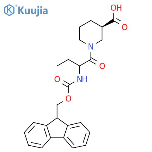 (3R)-1-2-({(9H-fluoren-9-yl)methoxycarbonyl}amino)butanoylpiperidine-3-carboxylic acid structure