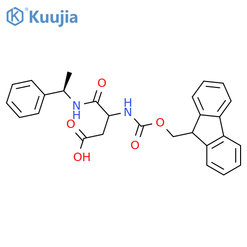 3-({(9H-fluoren-9-yl)methoxycarbonyl}amino)-3-{(1R)-1-phenylethylcarbamoyl}propanoic acid structure
