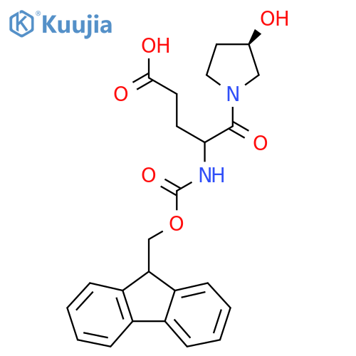 4-({(9H-fluoren-9-yl)methoxycarbonyl}amino)-5-(3R)-3-hydroxypyrrolidin-1-yl-5-oxopentanoic acid structure