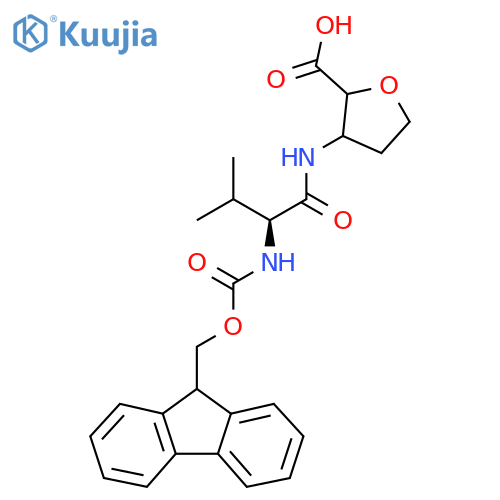3-(2S)-2-({(9H-fluoren-9-yl)methoxycarbonyl}amino)-3-methylbutanamidooxolane-2-carboxylic acid structure