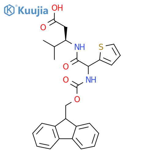 (3R)-3-2-({(9H-fluoren-9-yl)methoxycarbonyl}amino)-2-(thiophen-2-yl)acetamido-4-methylpentanoic acid structure