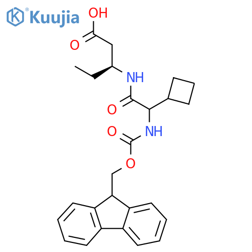 (3S)-3-2-cyclobutyl-2-({(9H-fluoren-9-yl)methoxycarbonyl}amino)acetamidopentanoic acid structure