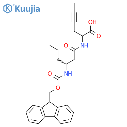 2-(3R)-3-({(9H-fluoren-9-yl)methoxycarbonyl}amino)hexanamidohex-4-ynoic acid structure