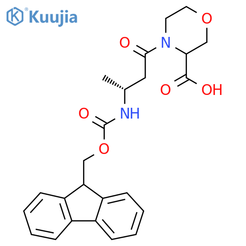 4-(3R)-3-({(9H-fluoren-9-yl)methoxycarbonyl}amino)butanoylmorpholine-3-carboxylic acid structure