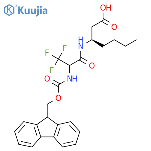 (3R)-3-2-({(9H-fluoren-9-yl)methoxycarbonyl}amino)-3,3,3-trifluoropropanamidoheptanoic acid structure