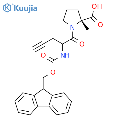 (2R)-1-2-({(9H-fluoren-9-yl)methoxycarbonyl}amino)pent-4-ynoyl-2-methylpyrrolidine-2-carboxylic acid structure