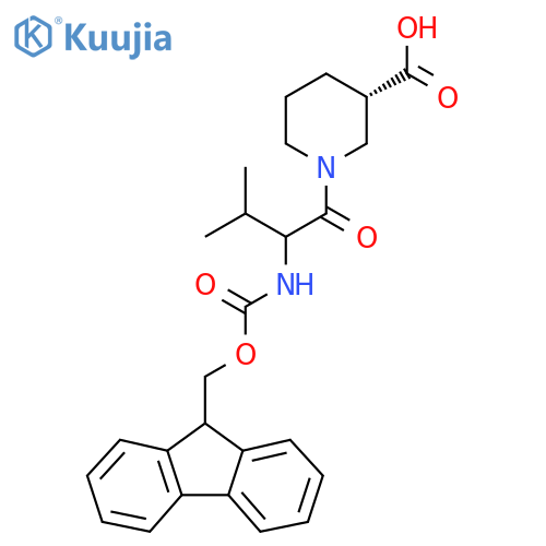 (3S)-1-2-({(9H-fluoren-9-yl)methoxycarbonyl}amino)-3-methylbutanoylpiperidine-3-carboxylic acid structure