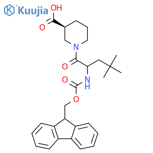 (3S)-1-2-({(9H-fluoren-9-yl)methoxycarbonyl}amino)-4,4-dimethylpentanoylpiperidine-3-carboxylic acid structure