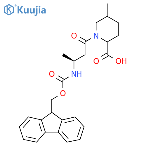 1-(3S)-3-({(9H-fluoren-9-yl)methoxycarbonyl}amino)butanoyl-5-methylpiperidine-2-carboxylic acid structure