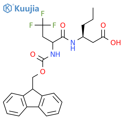 (3S)-3-2-({(9H-fluoren-9-yl)methoxycarbonyl}amino)-4,4,4-trifluorobutanamidohexanoic acid structure