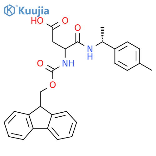 3-({(9H-fluoren-9-yl)methoxycarbonyl}amino)-3-{(1R)-1-(4-methylphenyl)ethylcarbamoyl}propanoic acid structure