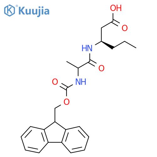(3R)-3-2-({(9H-fluoren-9-yl)methoxycarbonyl}amino)propanamidohexanoic acid structure