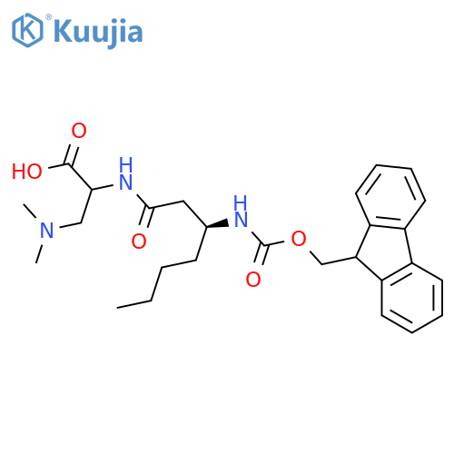 3-(dimethylamino)-2-(3S)-3-({(9H-fluoren-9-yl)methoxycarbonyl}amino)heptanamidopropanoic acid structure