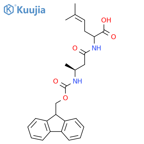 2-(3S)-3-({(9H-fluoren-9-yl)methoxycarbonyl}amino)butanamido-5-methylhex-4-enoic acid structure