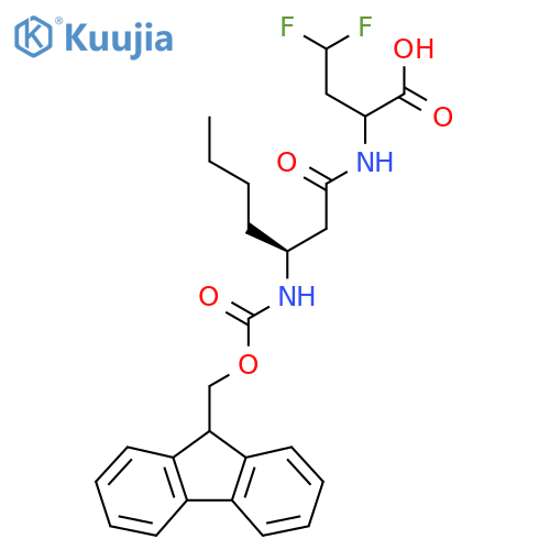 2-(3S)-3-({(9H-fluoren-9-yl)methoxycarbonyl}amino)heptanamido-4,4-difluorobutanoic acid structure