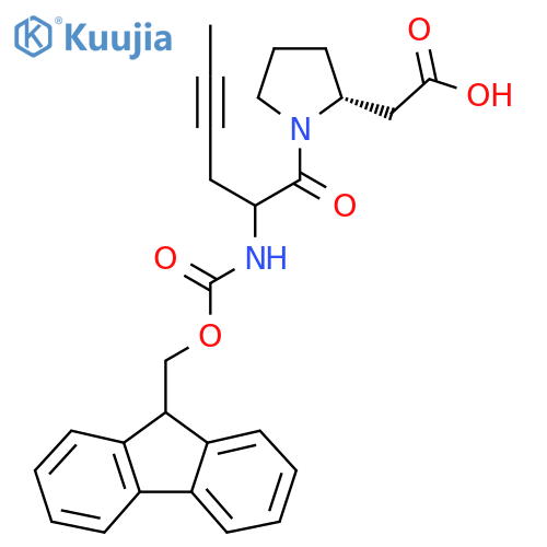 2-(2R)-1-2-({(9H-fluoren-9-yl)methoxycarbonyl}amino)hex-4-ynoylpyrrolidin-2-ylacetic acid structure