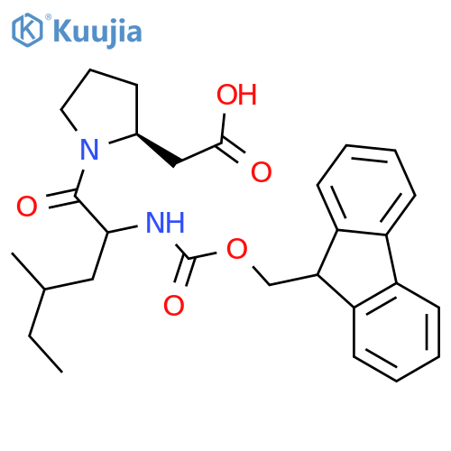 2-(2S)-1-2-({(9H-fluoren-9-yl)methoxycarbonyl}amino)-4-methylhexanoylpyrrolidin-2-ylacetic acid structure
