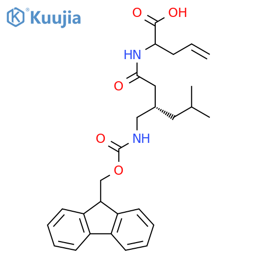 2-(3S)-3-({(9H-fluoren-9-yl)methoxycarbonyl}amino)methyl-5-methylhexanamidopent-4-enoic acid structure