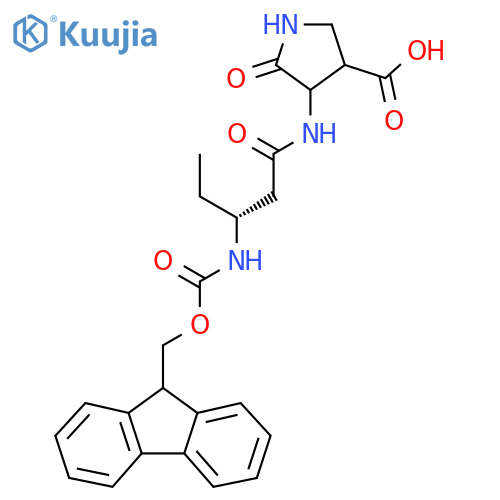 4-(3R)-3-({(9H-fluoren-9-yl)methoxycarbonyl}amino)pentanamido-5-oxopyrrolidine-3-carboxylic acid structure