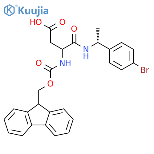 3-{(1R)-1-(4-bromophenyl)ethylcarbamoyl}-3-({(9H-fluoren-9-yl)methoxycarbonyl}amino)propanoic acid structure