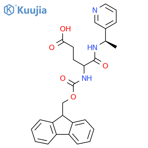 4-({(9H-fluoren-9-yl)methoxycarbonyl}amino)-4-{(1R)-1-(pyridin-3-yl)ethylcarbamoyl}butanoic acid structure
