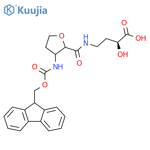 (2S)-4-{3-({(9H-fluoren-9-yl)methoxycarbonyl}amino)oxolan-2-ylformamido}-2-hydroxybutanoic acid structure
